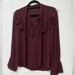 Ann Taylor Plum Tie Blouse